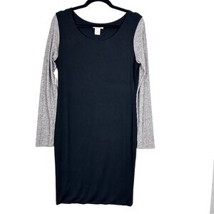 LNA black bodycon midi longsleeve dress D24